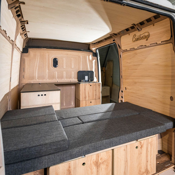 sleeping in a Volkswagen Crafter 2 Utility van sleeping in a Volkswagen Crafter 2 Utility van