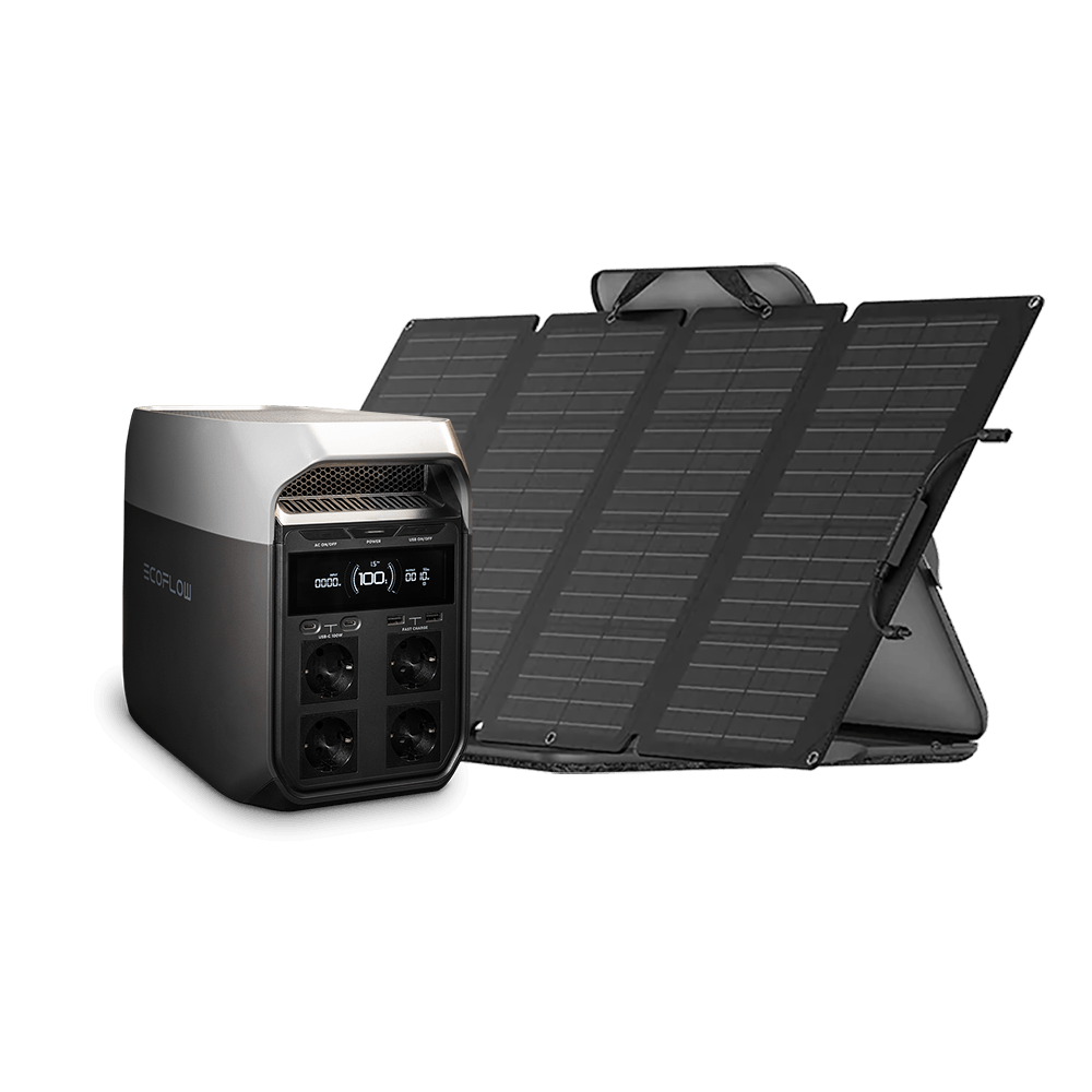solar panel and EcoFlow battery
